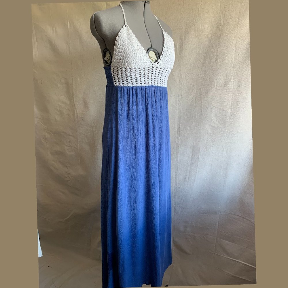 Summer | Missguided Crochet-Top Halter Dress, Shirred Back | US Size 2